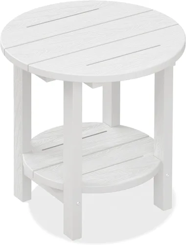Miniatura 25 de SERWALL Outdoor Round Umbrella Side Table, 3-in-1 Ice Bucket & Side Table & Storage Box, Multi-Functional Use for Porch/Patio/Poolside, Beige