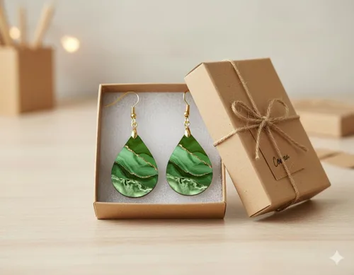 Miniatura 27 de Dangle Earrings for Women Colorful Dangling Drop Statement Jewelry Printed MDF Wood Teardrop Double Side Print Handmade by The Painted Pug
