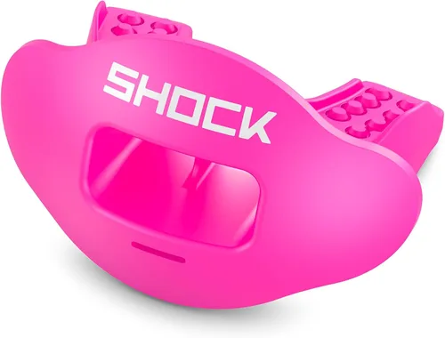 Miniatura 14 de Shock Doctor Protector de labios, protector bucal para adultos y jóvenes con correa, boquilla de fútbol transpirable de apertura ancha para jóvenes