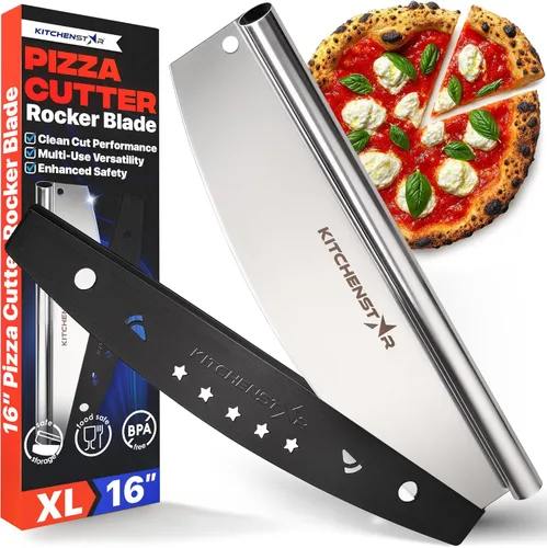 Miniatura 11 de Cortador de Pizza KitchenStar - Cuchillo de corte de acero inoxidable 304 con hoja súper afilada, mecanismo de eje anti-vacilación, mango ergonómico