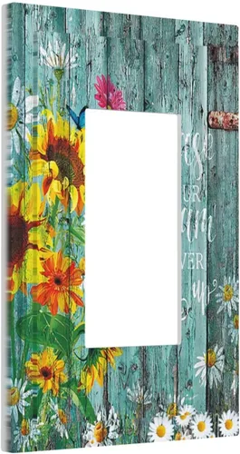 Miniatura 9 de Placa Cubierta de Interruptor de Luz de Palanca Individual con Diseño de Flor Botánica en Tablero de Madera Rústico Estilo Granja - Placa de Pared