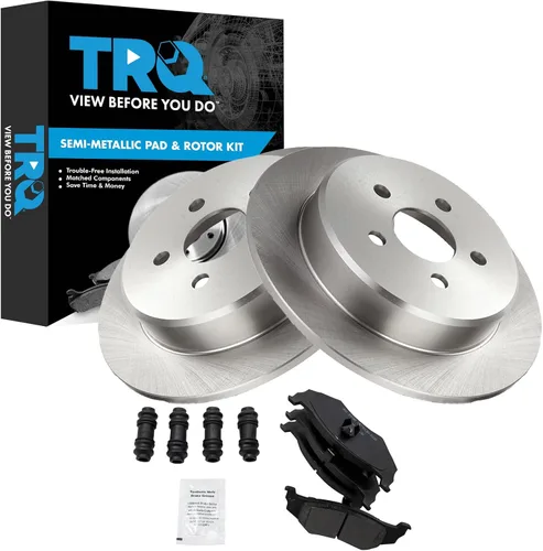 Miniatura 42 de TRQ Juego de pastillas de freno semimetálicas traseras y rotores compatibles con Chevrolet Trailblazer 02-06 Trailblazer EXT 04-06 SSR 02-07 GMC