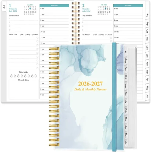 Agenda diaria y mensual 2026, una página por día, agenda diaria de enero de 2026 a diciembre de 2026, agenda 2026 con 12 pestañas mensuales, 6.4 x