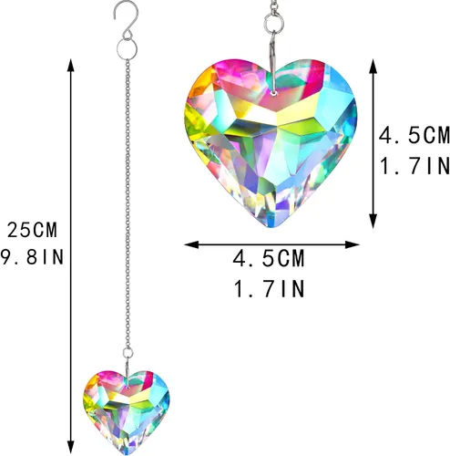 Miniatura 6 de H&D HYALINE & DORA 50mm Geometría Cristal Corazón Atrapasueños Prismas Colgantes con Prisma de Vidrio Fabricante de Arcoíris para Ventanas, Balcón