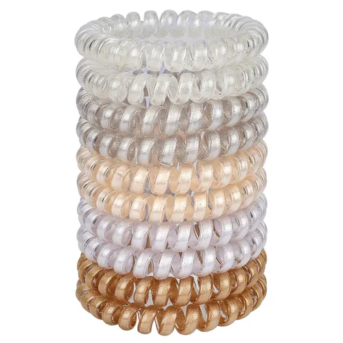 Miniatura 29 de JessLab Lazos para el cabello en espiral para mujeres, paquete de 10 sujetadores de cola de caballo sin rastro y sin daño, bandas para el cabello