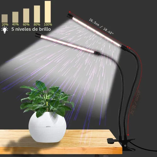 Miniatura 2 de GooingTop Luz LED de crecimiento, 6000 K, lámpara de cultivo de plantas con clip de espectro completo con LED blanco y rojo para plantas