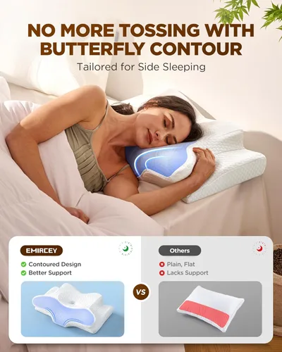 Miniatura 3 de Sleep Doctor - Almohada cervical para dormir, almohada ergonómica para dormir de lado, almohada ortopédica refrescante para aliviar el dolor, Azul
