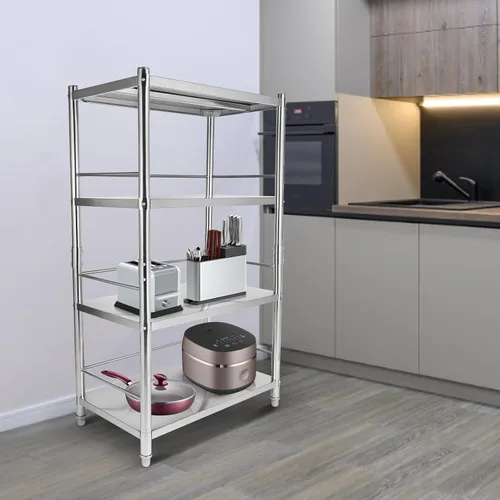 Miniatura 4 de Estantes de almacenamiento de acero inoxidable de 4 niveles, estante ajustable de pie, estante de acero inoxidable resistente para cocina
