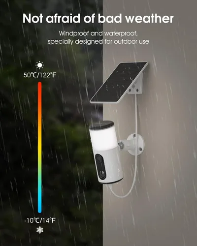 Miniatura 8 de ARCCTV Cámara de reflector con panel solar, cámaras de seguridad alimentadas por batería de 4MP para seguridad del hogar, audio de 2 vías, sensor