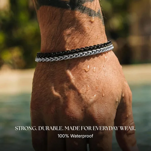 Miniatura 4 de Galis Pulsera Dvir para hombre, acero inoxidable para hombres, pulseras de cadena de cuerda que no se deslustra, regalo de cumpleaños elegante