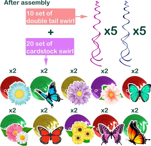 Miniatura 2 de HADDIY Decoraciones de fiesta de cumpleaños de mariposas y flores, juego de 30 unidades para decoración de techo de primavera y verano para aula