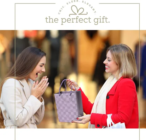 Miniatura 5 de Hammont Bolsas de regalo de boda para dama de honor, recuerdos de fiesta de diseño a cuadros, paquete de 12 bolsas de regalo estampadas con papel