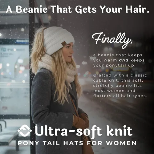 Miniatura 8 de Funky Junque - Gorro para mujer con ranura para cola de caballo