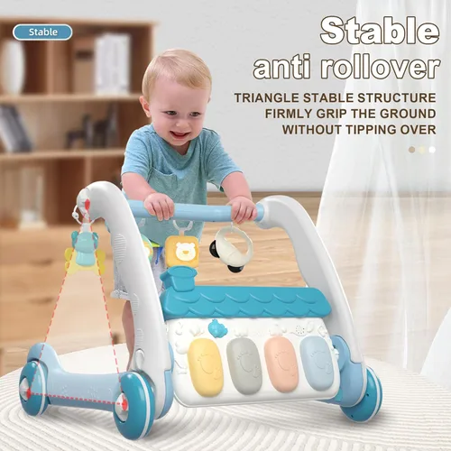 Miniatura 3 de Caterbee 2 en 1 Baby Piano Play Mat & Standing Toy con música y luz (azul)