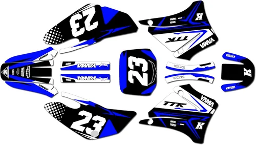 Miniatura 7 de Kit de gráficos Kalair GFX para Yamaha TTR125 (2000-2007) Serie Evader Azul Rojo 9 Mil - Adhesivos de gráficos personalizados para carreras