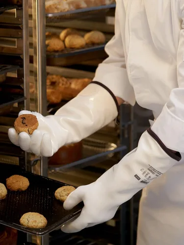 Miniatura 4 de LANON - Guantes de horno de silicona líquida resistentes al calor de 15 pulgadas, grado alimenticio, forro CoralAir, impermeables, extra largos