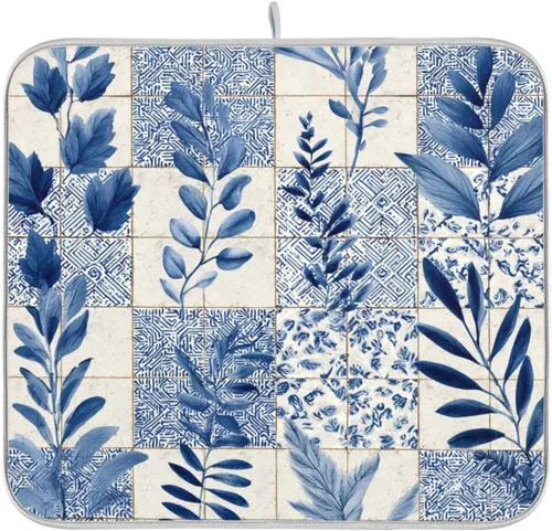 Miniatura 34 de Tapete de secado de platos de primavera naranja con flor de amapola para encimera de cocina, tapete escurridor absorbente de microfibra, tapete
