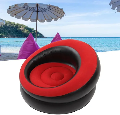 Miniatura 2 de Sofá inflable, sofá de aire flocado, silla inflable simple, sofá ultra suave, puf para sala de estar, dormitorio, sala de lectura, oficina, balcón