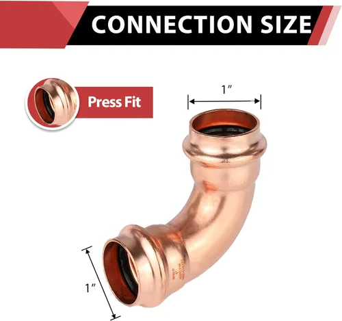 Miniatura 2 de EFIELD - Prensa de cobre de 1 x 1 pulgada (paquete de 5) accesorios de codo de 90 grados para conexión de tubo de cobre