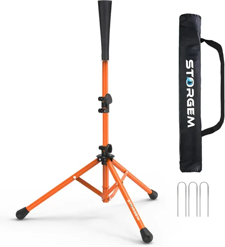 Miniatura 9 de Storgem Camiseta de béisbol de bateo, softball, altura fácil de ajustar, base de trípode portátil para práctica de entrenamiento de bateo, con bolsa