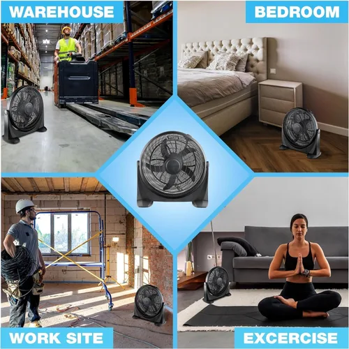 Miniatura 5 de EZ-CHILL Ventilador de piso de alta velocidad de 20 pulgadas con inclinación ajustable de 180 grados, 3 velocidades, ideal para el hogar, dormitorio