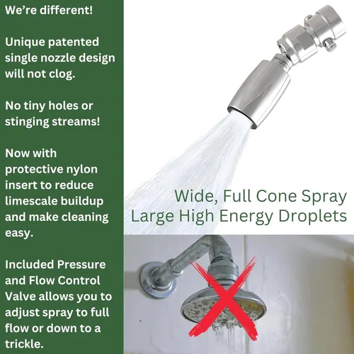 Miniatura 2 de High Sierra Showerheads® - Cabezal de ducha de metal sólido de 1.5 GPM de alta eficiencia y bajo flujo con válvula de control de presión que lo