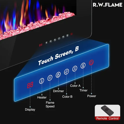 Miniatura 2 de R.W.FLAME - Chimenea empotrable ultrafina para pared (30 y 60 pulgadas)