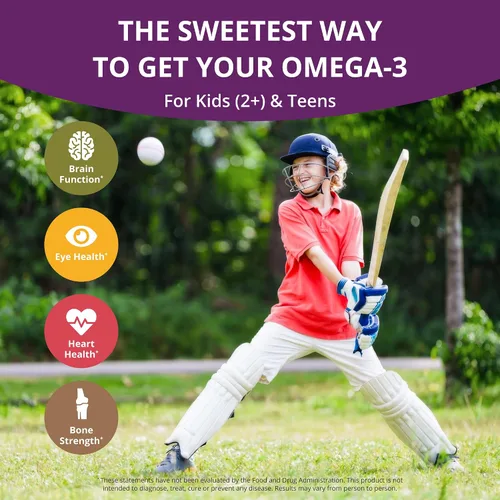 Miniatura 2 de NuBest Gomitas de Omega 3 para niños y adolescentes con aceite de linaza Apoya el crecimiento cerebral, claridad mental, enfoque y salud ocular