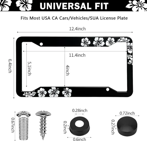 Miniatura 3 de LIN KANG Marcos de matrícula de hibisco – Paquete de 2 marcos de matrícula para mujer, soportes decorativos para placa de automóvil, marco de placa