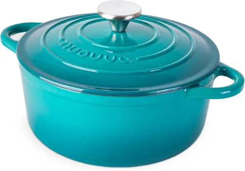Miniatura 14 de Nuovva Olla Holandesa de Hierro Fundido Esmaltado con Tapa – Cazuela Antiadherente de 6.4 Cuartos – Resistente y Apta para Horno hasta 500°F