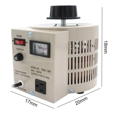 Miniatura 7 de LVYUAN Transformador Variable Regulador de Voltaje Variable, Salida 0-130V, Entrada 110V-120V (1000VA)