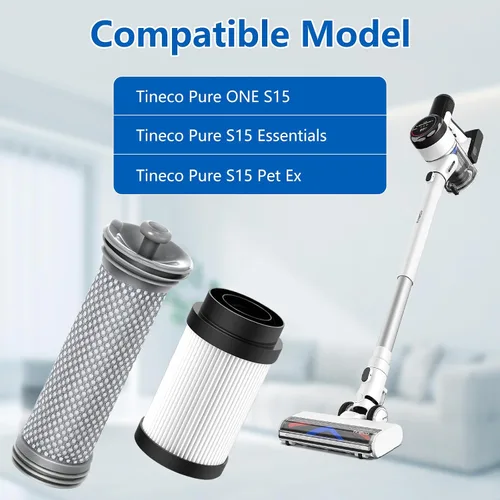 Miniatura 2 de Paquete de 4 piezas de repuesto de filtros para aspiradora Tineco Pure ONE S15/S15 Essentials/S15 Pet Ex, 2 prefiltros y 2 filtros HEPA