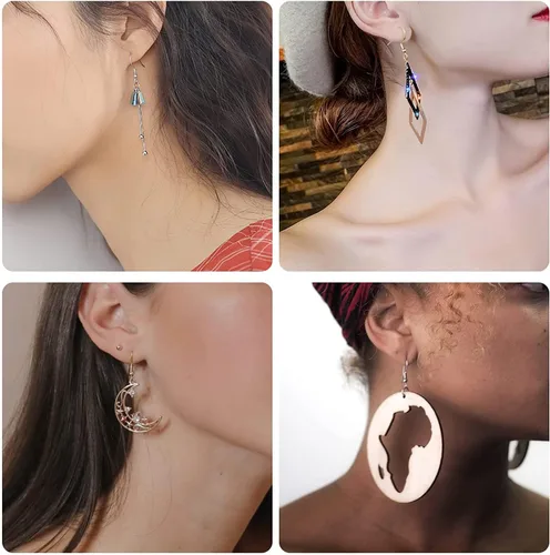Miniatura 7 de 600 ganchos hipoalergénicos para aretes, kit de fabricación de aretes dorados, con parte trasera de aretes y anillos para hacer joyas (dorado)