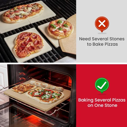 Miniatura 3 de Unicook Piedra de Pizza Grande para Horno de 20 Pulgadas, Piedra Rectangular para Hornear de 20" x 13.5" x 0.67", Bandeja para Pan de Cordierita