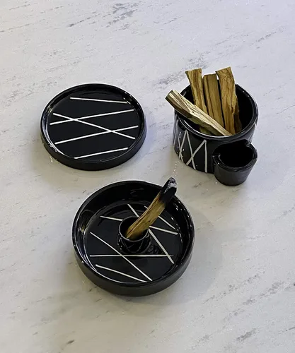 Miniatura 7 de Bursera Cuenco de cerámica de ónix, árbol plantado con cada pedido, cuenco decorativo con ranura lateral para fósforos, cuenco para quemaduras
