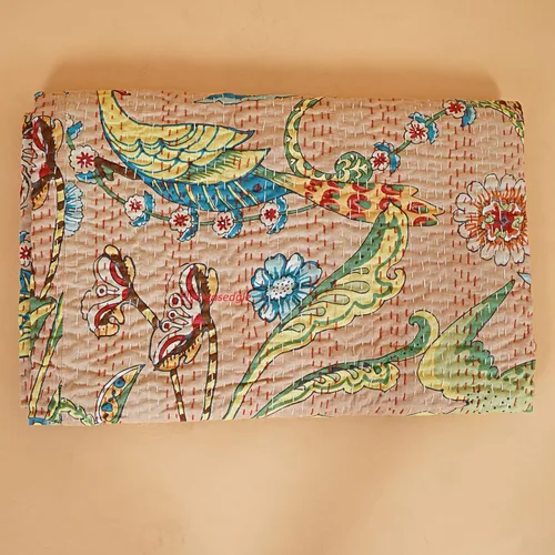 Miniatura 4 de Colcha india hecha a mano con estampado de pavo real, hippie grande, de algodón, tamaño Queen, Gudri, bohemia, manta