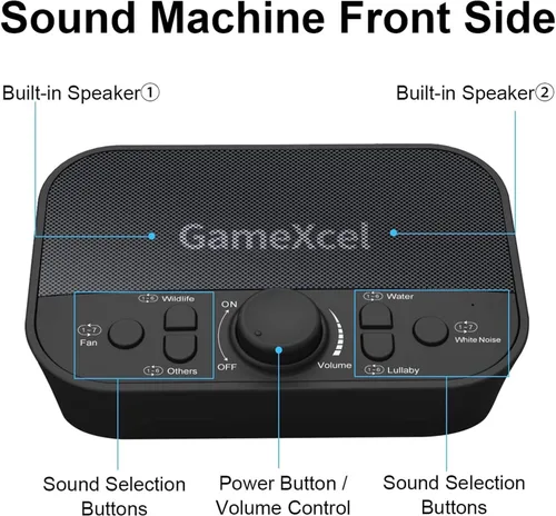 Miniatura 8 de Máquina de sonido de ruido blanco para dormir, 38 sonidos sin bucle, doble altavoz, temporizador alimentado por USB, máquina portátil de terapia