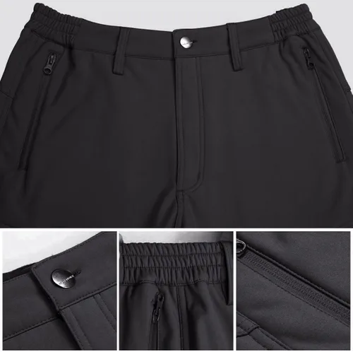 Miniatura 6 de FREE SOLDIER Pantalones cargo con vellón Softshell para hombre, para nieve, esquí, senderismo, con cinturón