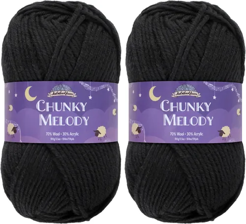 Miniatura 24 de JubileeYarn Chunky Melody - Hilo para tejer 100g/madeja, mezcla de lana gruesa, color maíz naranja - 2 madejas 15 Maíz Naranja