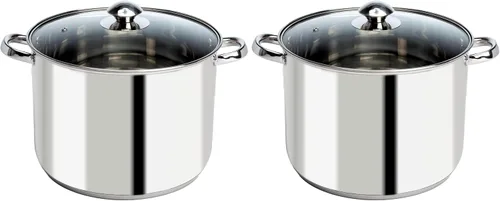 Miniatura 14 de Olla sopera de acero inoxidable Ecolution, olla de cocina lista para inducción con tapa de vidrio, apta para horno, olla de sopa apta
