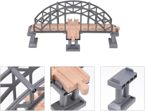 Miniatura 3 de Gadpiparty Puente de madera de la pista del tren accesorio de juguete para los niños creativo puente de tren ligero para construir diferentes