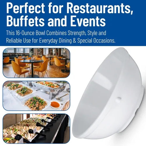 Miniatura 7 de Carlisle FoodService Products Dallas Ware - Cuenco de plástico reutilizable para bufés, hogar y restaurantes, melamina, 16 onzas, color blanco