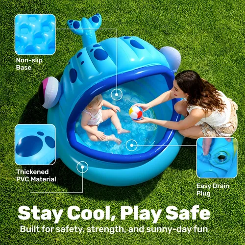 Miniatura 2 de JOYIN Piscina inflable para niños, tienda de campaña de piscina para bebés de ballena, piscina infantil para niños (54 x 56 x 28 pulgadas), piscina