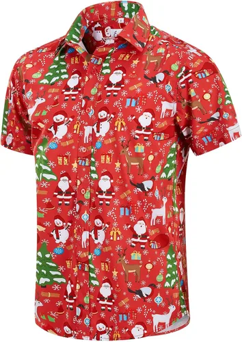 Miniatura 46 de EUOW - Camisas hawaianas para hombre de manga corta con botones, estampadas para la playa y el verano