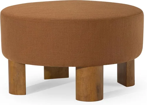 Miniatura 7 de Maven Lane Celia - Otomano tapizado redondo grande y contemporáneo, reposapiés acolchado para sofá o silla con patas de madera en acabado negro