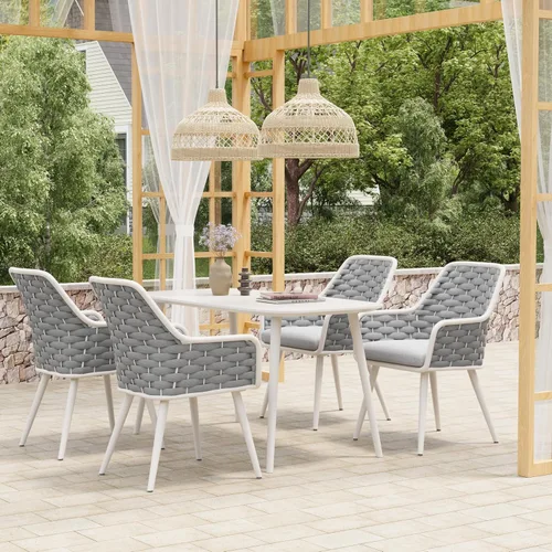 Miniatura 7 de SUNSITT Juego de 2 sillas de comedor contemporáneas para exteriores, sillas de comedor de metal para patio con cojines resistentes a la intemperie