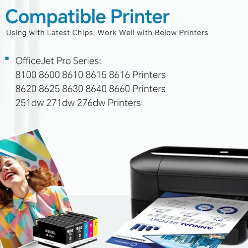 Miniatura 2 de Paquete de 5 cartuchos de tinta 950XL 951XL compatibles con HP 950 951 cartuchos de tinta para impresoras HP OfficeJet Pro 8600 8610 8620 8100 8630