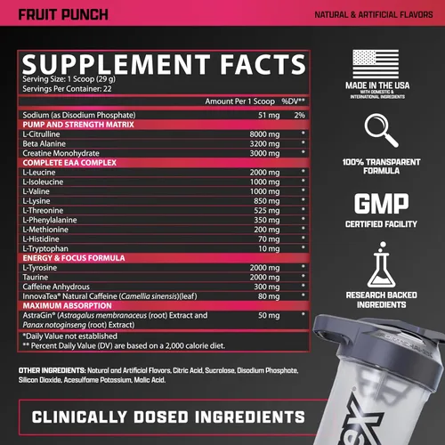 Miniatura 3 de Nutrex Outlift Polvo de Pre-entrenamiento - Pre-entrenamiento Dosificado Clínicamente con Creatina, Citrulina y EAAs - Ponche de Frutas de Sabor