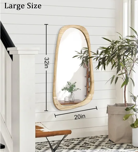 Miniatura 2 de AAZZKANG Espejo de Pared Asimétrico 32"x20" Espejo de Tocador Rústico Irregular Espejo Grande Decorativo Rústico para Baño Dormitorio Sala de Estar
