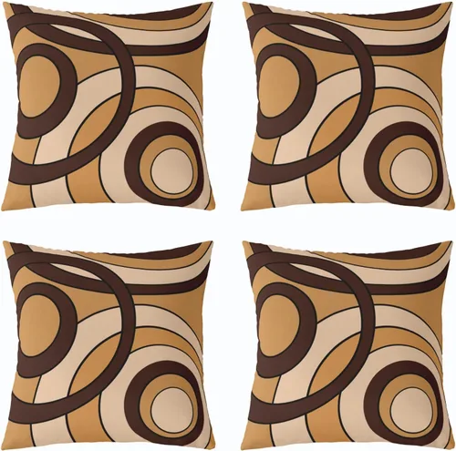 Miniatura 15 de Erosebridal Paquete de 4 fundas de almohada con diseño de círculos circulares y retro, color verde azulado degradado, fundas de cojín redondas Multi